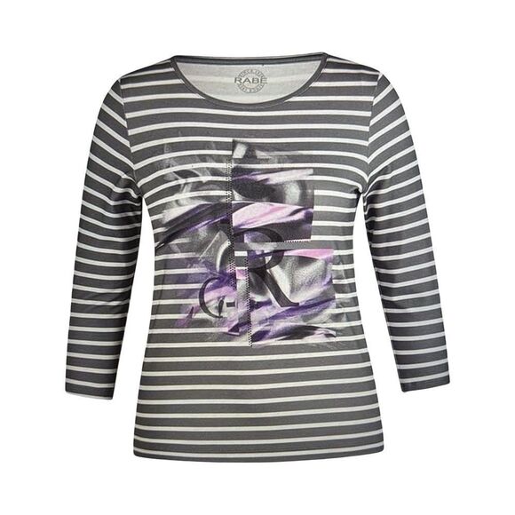 RABE STRIPE THREE-QUARTER SLEEVE T-SHIRT. - Picture 1 of 8